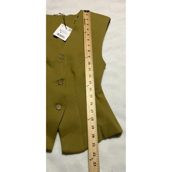 Zara Women's Size S Pant Set Mustard Green Slimming  Flared NWT - Picture 9 of 15